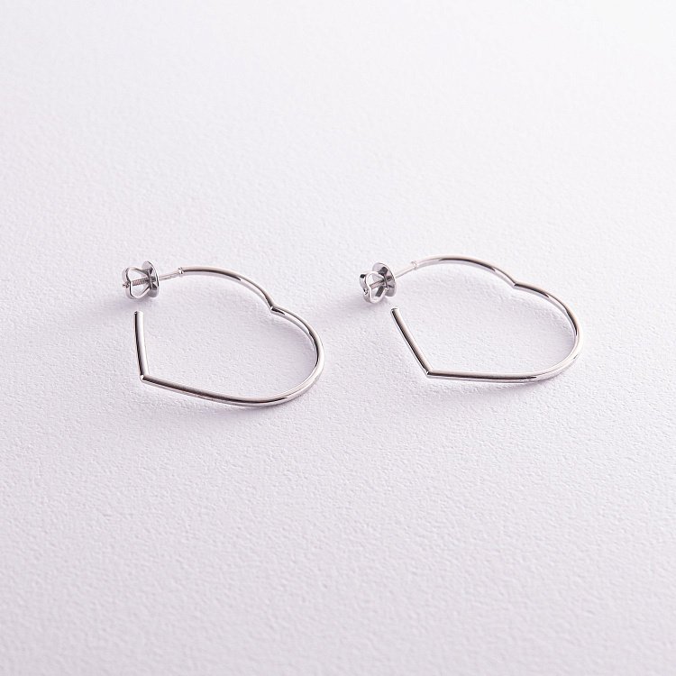 Золотые серьги - пусеты "Сердечки" с07981 от ювелирного магазина Оникс - 3