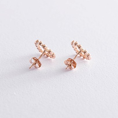 Золоті сережки-пусети "Закохані серця" с06887 №3