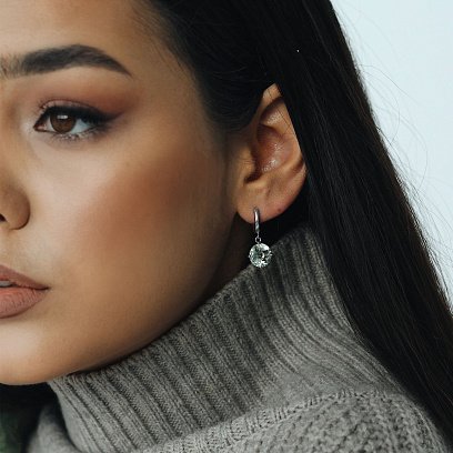 Золоті сережки "Захоплення" із зеленим аметистом с05292 №7