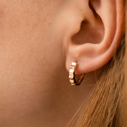 Сережки - кільця "Ruby" у червоному золоті с09103 №4