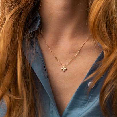 Кольє "Конюшина" в червоному золоті кол02436 №2