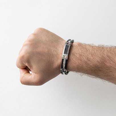 Чоловічий браслет зі срібною та золотою вставкою Zancan (шпінель) EXB507R-N №2