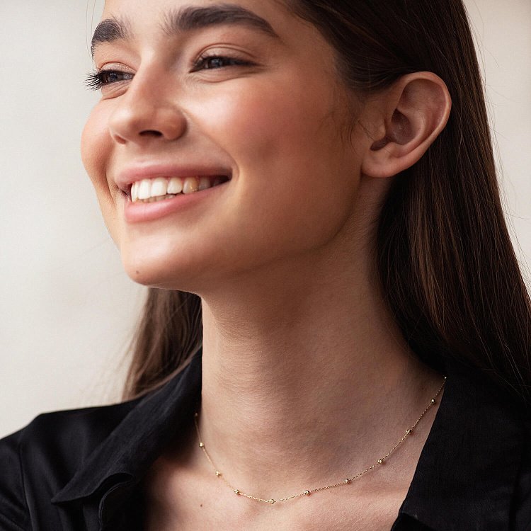 Колье "Шарики" в желтом золоте кол02344 от ювелирного магазина Оникс - 3