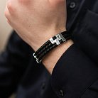 Мужской серебряный браслет с фианитами (кожа) 368 от ювелирного магазина Оникс
