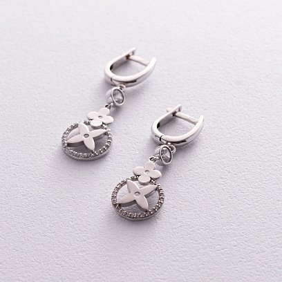 Золоті сережки "Конюшина" з фіанітами с04863 №6