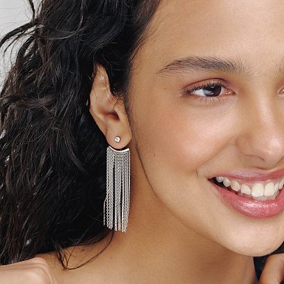 Срібні сережки - джекети "Іветта" з ланцюжками 902-01373 №8