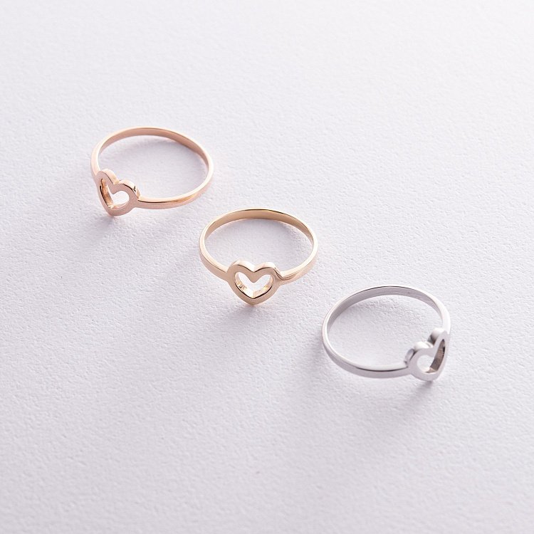 Каблучка "Сердечко" в червоному золоті к07409 від ювелірного магазину Онікс - 2