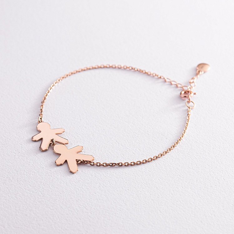 Браслет "Два хлопчики" в червоному золоті (можливе гравіювання) з2089 від ювелірного магазину Онікс