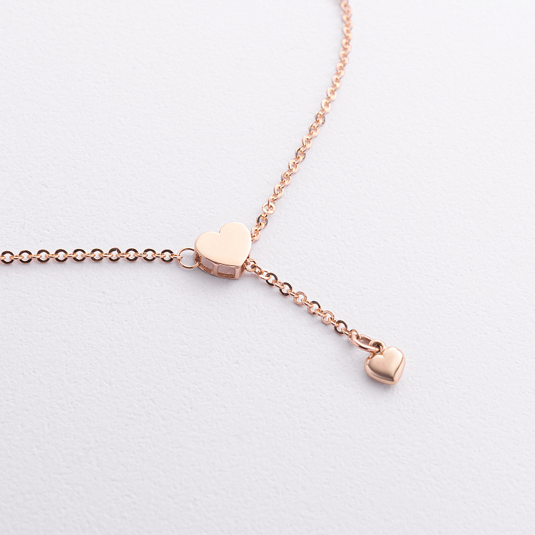 Кольє - краватка "Сердечко" у червоному золоті (регульована довжина) кол02600 від ювелірного магазину Онікс - 2