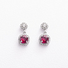Серебряные серьги - пусеты (рубины, куб. цирконий) 2500/1р-HRUB от ювелирного магазина Оникс