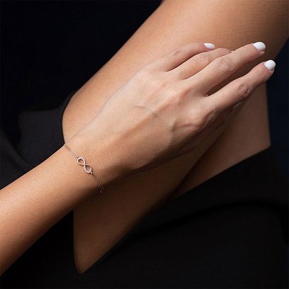 Золотой браслет "Бесконечность" с фианитами б04544 №2