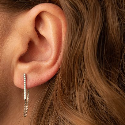 Золоті сережки - пусети з діамантами сб0433ca №6