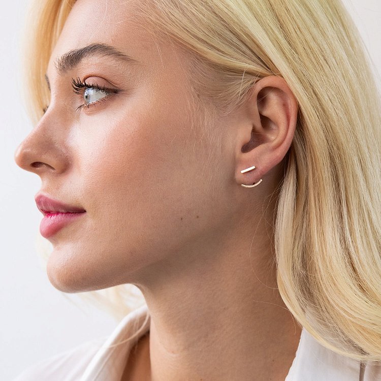 Золотые серьги - джекеты "Эмили" с07591 от ювелирного магазина Оникс