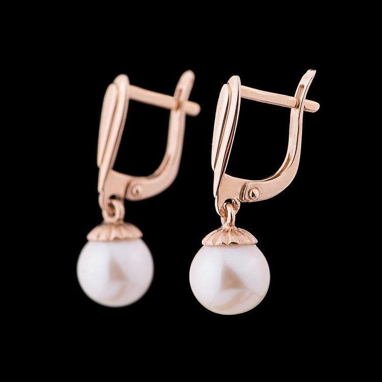 Золотые серьги с культ. пресн. жемчугом с04079 от ювелирного магазина Оникс - 3