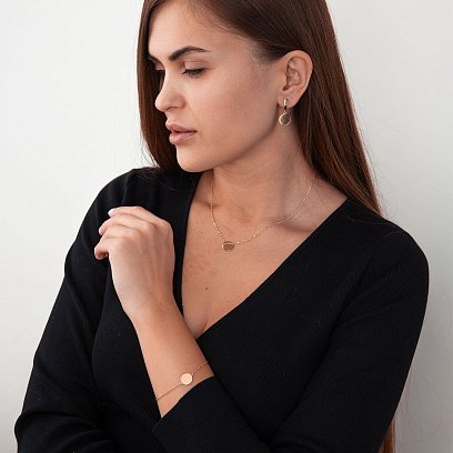 Сережки "Монетки" в жовтому золоті с07624 №6