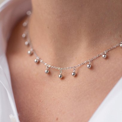 Срібне кольє "Кульки" 181247 №3