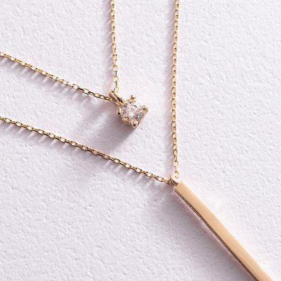 Подвійне золоте кольє "Хлоя" з фіанітом кол02046 №4