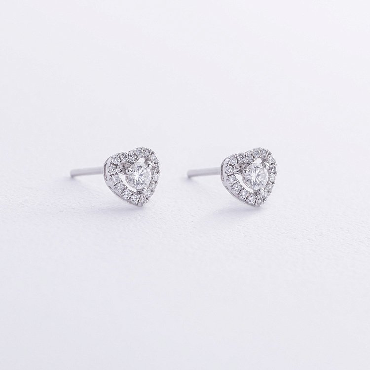 Золоті сережки - пусети "Сердечки" з діамантами сб0506ca від ювелірного магазину Онікс - 2