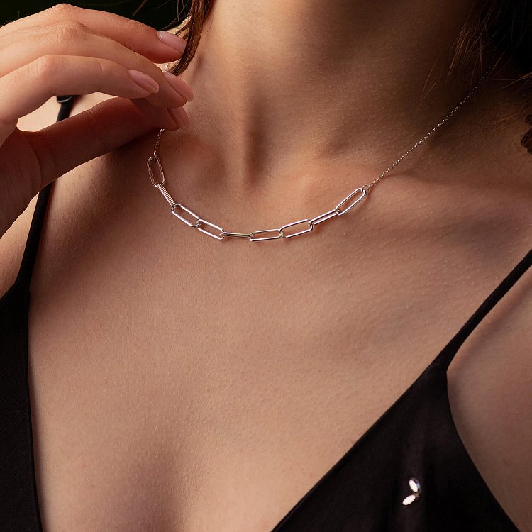 Серебряное колье "Цепочка" 181203 от ювелирного магазина Оникс - 2