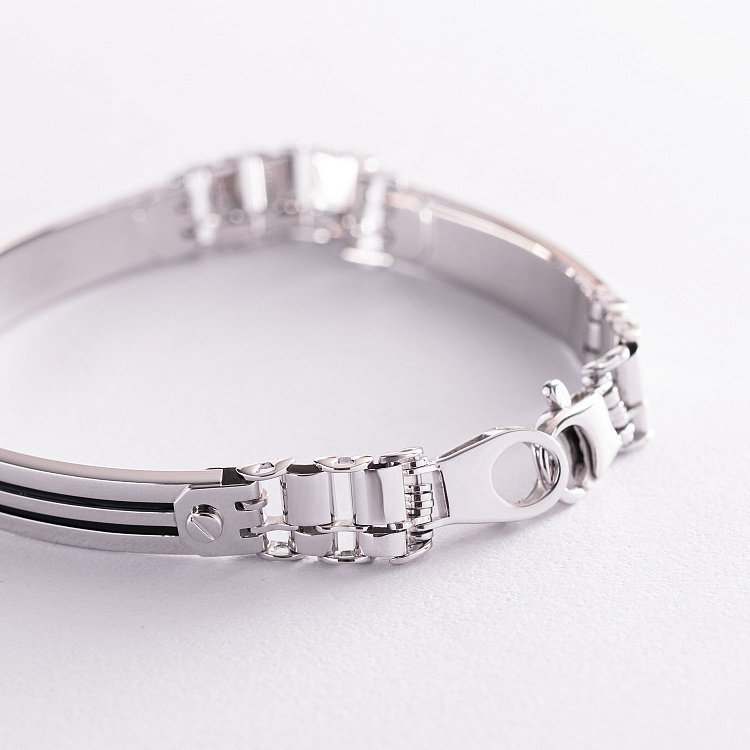 Чоловічий браслет у білому золоті (онікс) б05009 від ювелірного магазину Онікс - 2