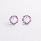 Срібні сережки - пусети з рожевими синтетичними сапфірами 2689/1р-PSPH от ювелирного магазина Оникс - 1