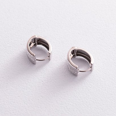 Золотые серьги - кольца без камней с07608 №3