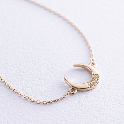 Браслет "Лунниця" у жовтому золоті (фіаніти) б05099 №3