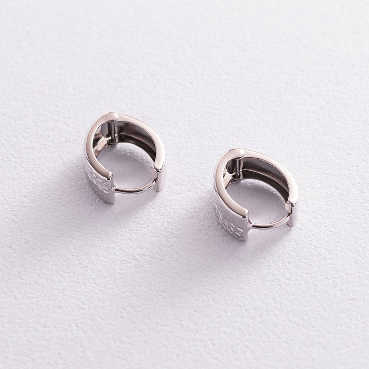 Золотые серьги - кольца без камней с07608 от ювелирного магазина Оникс - 2