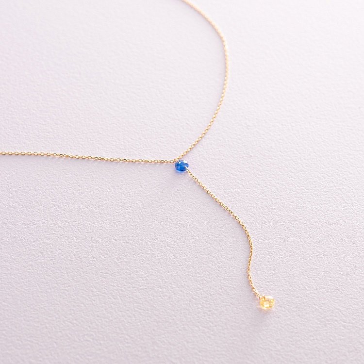 Колье - галстук "Colors of freedom" в желтом золоте (фианиты) кол02339 от ювелирного магазина Оникс