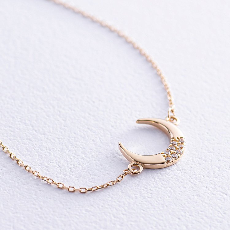 Браслет "Лунниця" у жовтому золоті (фіаніти) б05099 від ювелірного магазину Онікс - 2