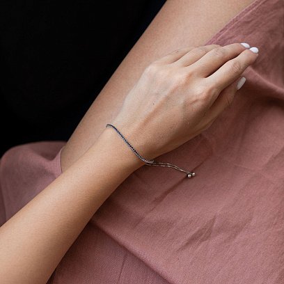 Серебряный браслет "Утонченный" с черными фианитами 141493 №2