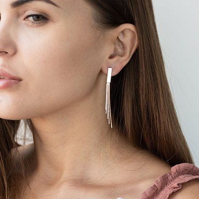 Сережки "Лаконічність" в червоному золоті с06869 №2