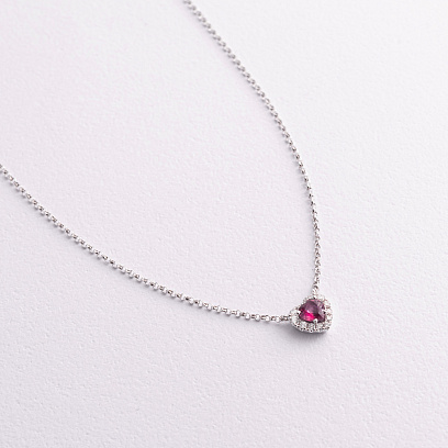 Золоте кольє "Сердечко" (діаманти, рубін) колб0159lg №2