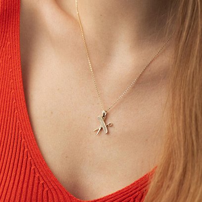 Золотой кулон "Ножницы и расческа" п03422 №2