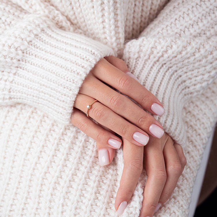 Золота заручальна каблучка з діамантом кб0153 - 2 Золота заручальна каблучка з діамантом кб0153 від ювелірного магазину Онікс - 2