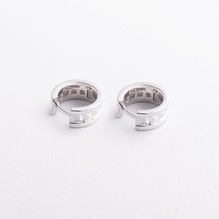 Серебряные серьги - кольца "Gina" 123552 от ювелирного магазина Оникс - 1