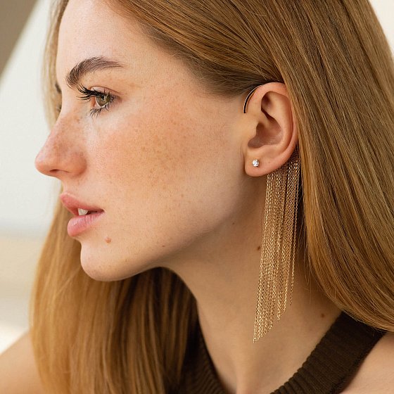 Сережка - каффа "Неповторність" в червоному золоті с07559 №2