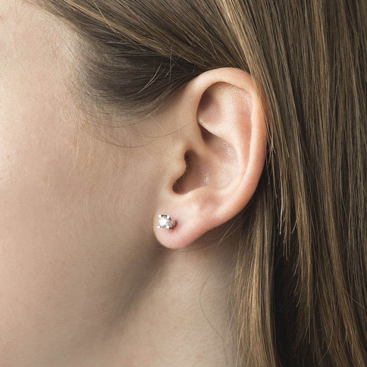 Серебряные серьги-гвоздики с фианитами 12869 от ювелирного магазина Оникс - 4