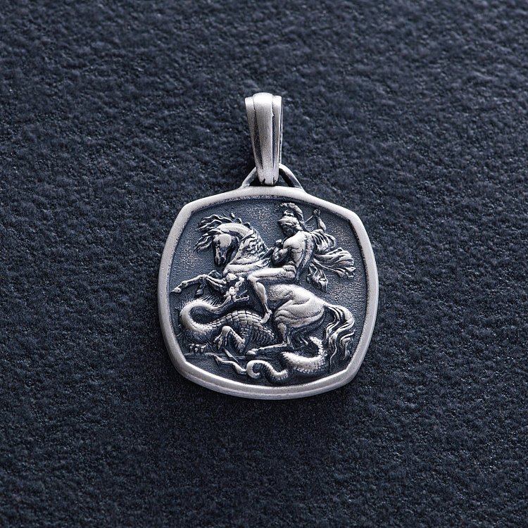Срібний кулон "Георгій Переможець" (можливе гравіювання) 133189 від ювелірного магазину Онікс - 1