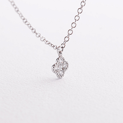 Золоте кольє "Конюшина" з діамантами колб0155lg №2