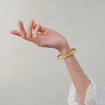 Жорсткий браслет "Marie" у жовтому золоті б05599 №2