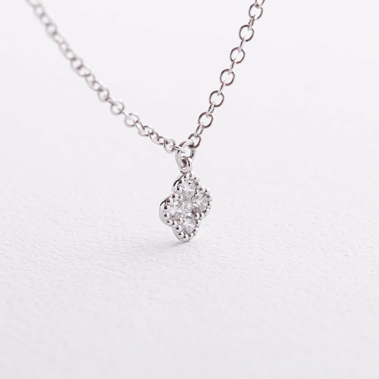 Золоте кольє "Конюшина" з діамантами колб0155lg від ювелірного магазину Онікс - 1