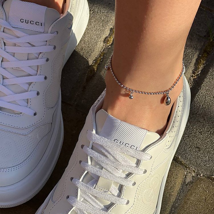 Серебряный браслет "Капля дождя" на ногу 141562 от ювелирного магазина Оникс - 1