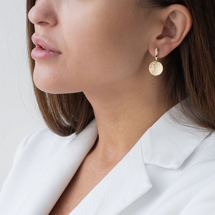 Серьги "Солнечные зайчики" в желтом золоте с06734 от ювелирного магазина Оникс - 2