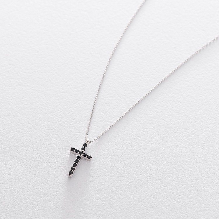 Золоте кольє з хрестиком (чорні і білі фіаніти) кол00816 від ювелірного магазину Онікс