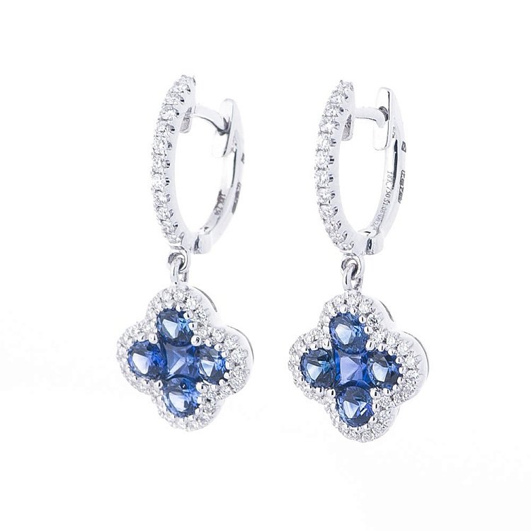 Золотые серьги с сапфирами и бриллиантами сб0098lg от ювелирного магазина Оникс - 1