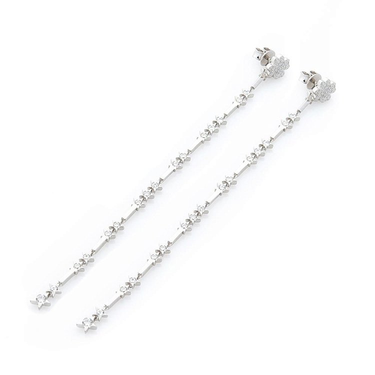 Срібні сережки з фіанітами "Падаюча зірка" 122157 від ювелірного магазину Онікс