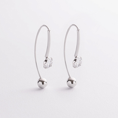 Серьги "Вдохновение" с фианитами (белое золото) с09539