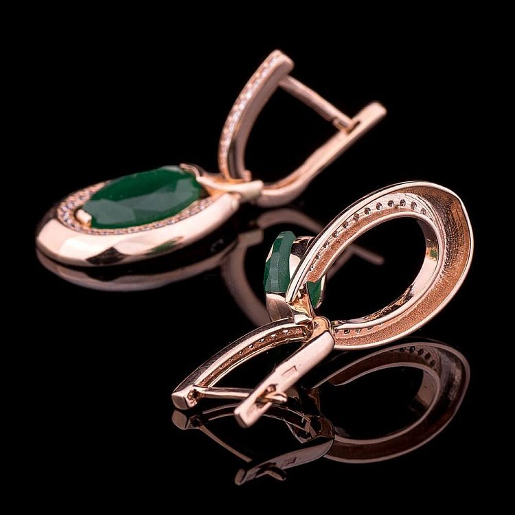 Золотий набір з хризопразом (фіаніти) к03276к від ювелірного магазину Онікс - 4