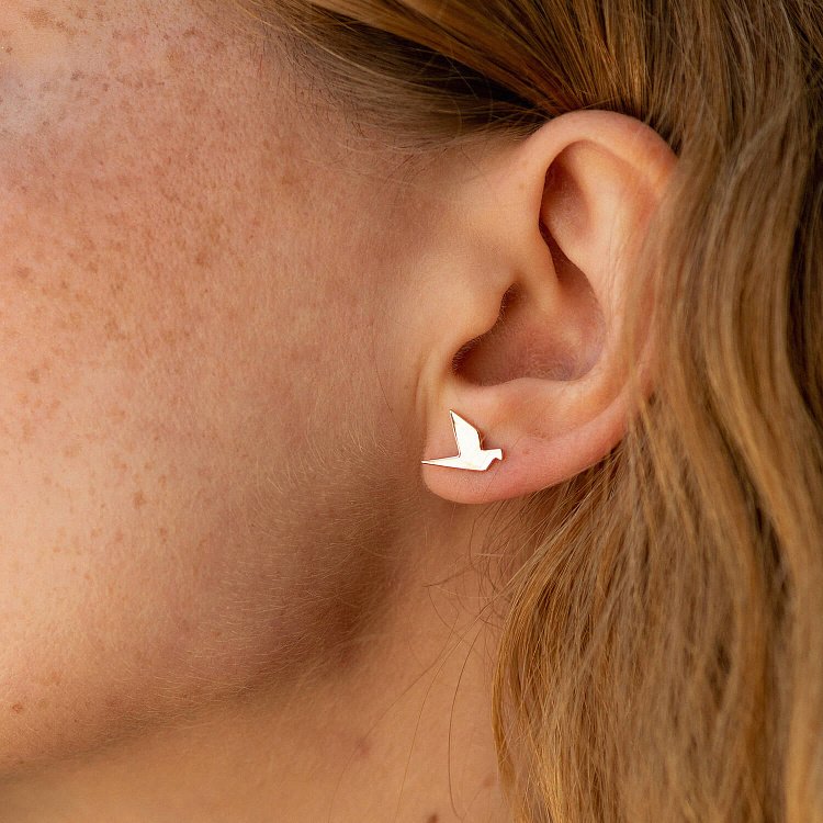 Золоті сережки-пусети "Літаючі пташки" с06310 від ювелірного магазину Онікс - 1